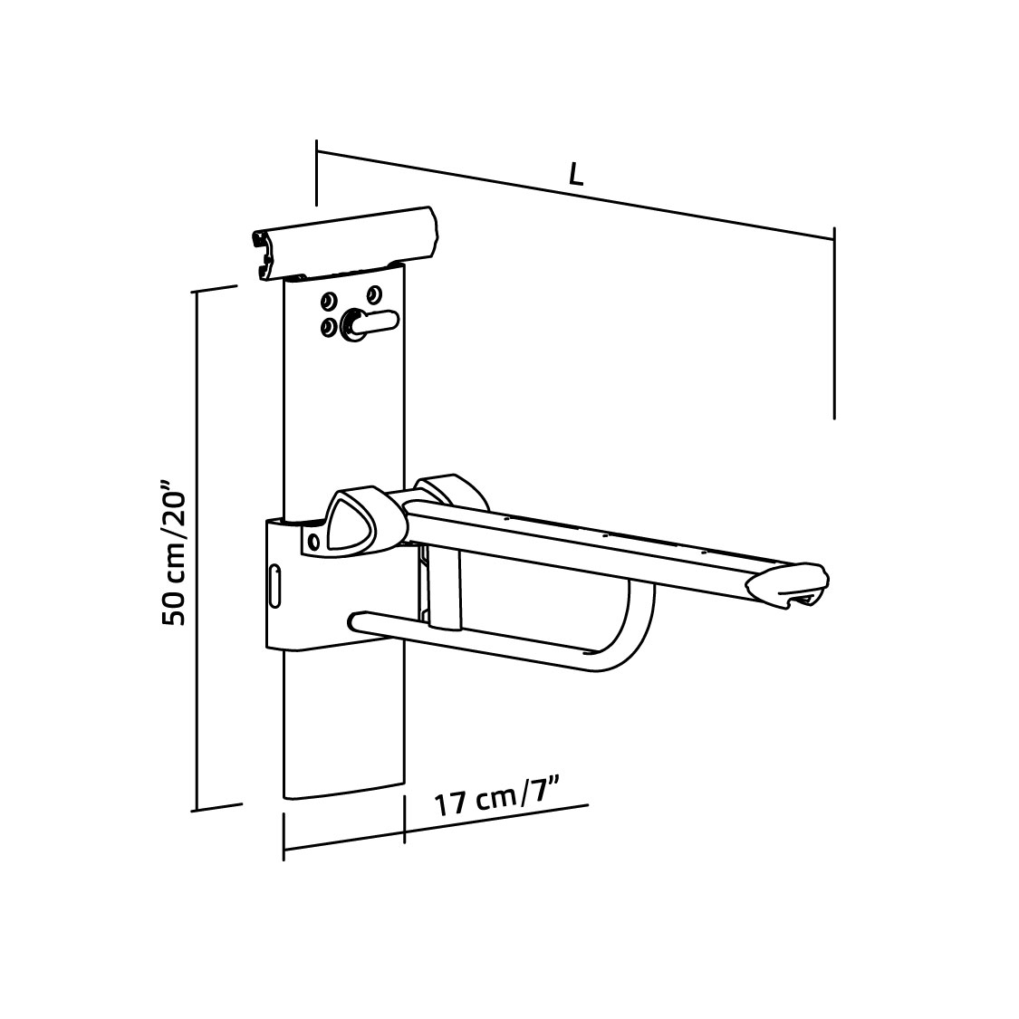 21-141-xx-lift-up-arm-support-for-horizontal-track-height-and-sideways-adjustable-diagram