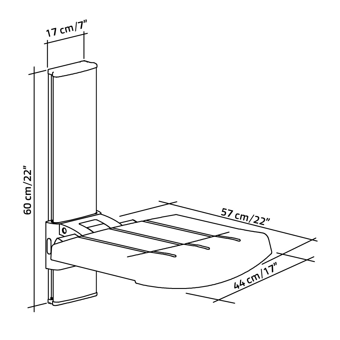 WALL MOUNTED SHOWER SEAT height adjustable Profilo