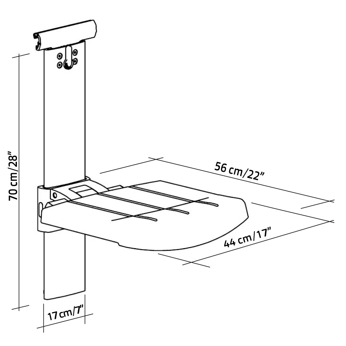 31-141-xx-shower-seat-for-horizontal-track-height-and-sideways-adjustable-diagram