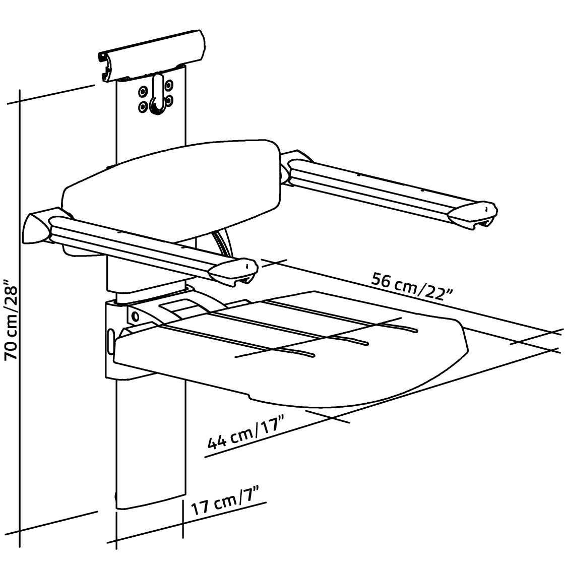 31-142-xx-shower-seat-for-horizontal-track-with-backrest-armrest-height-and-sideways-adjustable-diagram