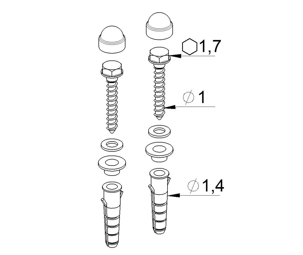 WALL MOUNTING SCREW KIT for washbasins Profilo